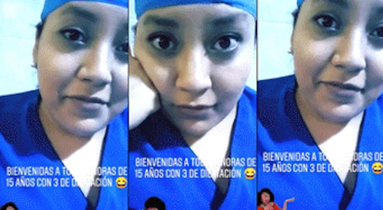 Estudiante de medicina se burla de mujer dando a luz