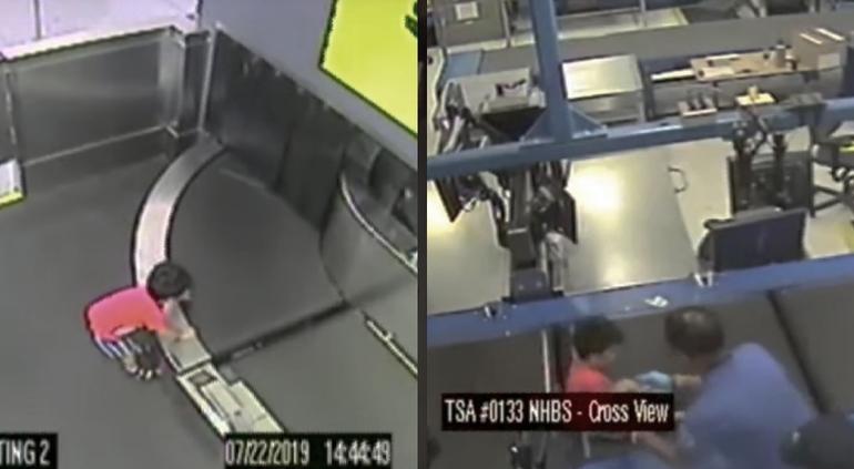 Un niño da inusual paseo en una correa de equipaje en aeropuerto de Atlanta