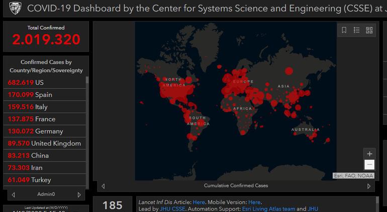 Casos de coronavirus en el mundo superan los 2 millones