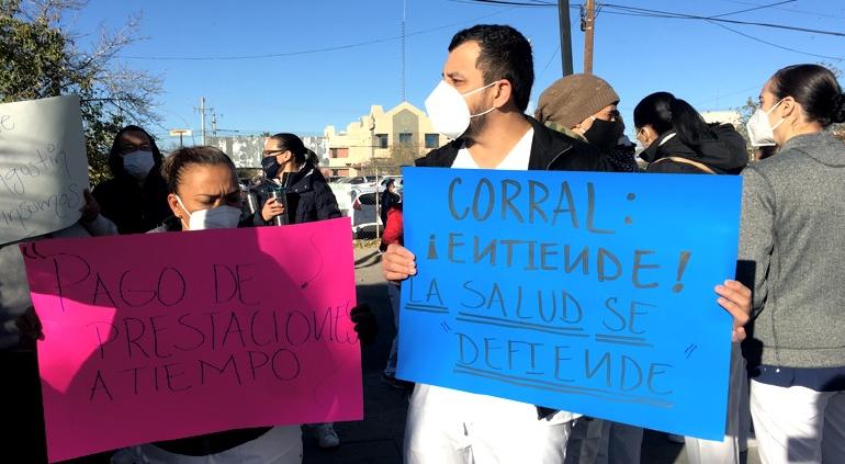 Protesta personal del HG y Hospital de la Mujer por falta de pagos
