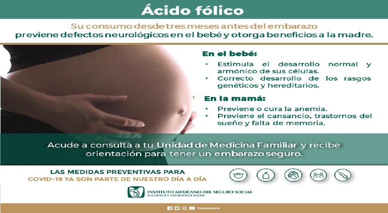 IMSS Promueve la Toma de Ácido Fólico Durante Embarazo para