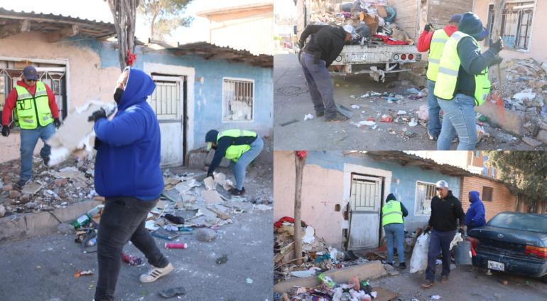 Retira Municipio basura y tiliches en vivienda de la San Rafael