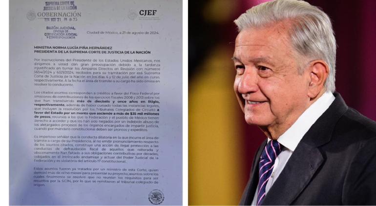 Carta de AMLO para Piña por paro del Poder Judicial